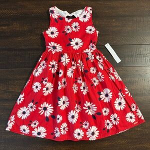 Tahari Girl Red Daisy Floral Sun Dress Size 6 NWT